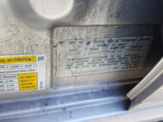 KL1TD56698B067763 - 2008 CHEVROLET AVEO BASE Gümüş foto 10