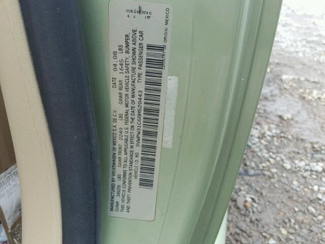 3VWPW31C68M520443 - 2008 VOLKSWAGEN NEW BEETLE 绿色 照片 10