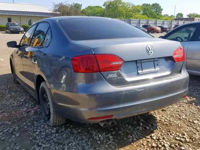 3VW2K7AJ1CM310353 - 2012 VOLKSWAGEN JETTA BASE CHARCOAL photo 3