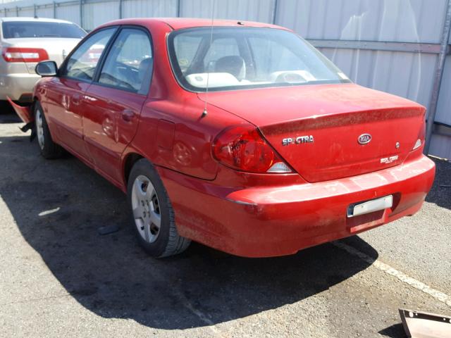 KNAFB121535263637 - 2003 KIA SPECTRA BA RED photo 3