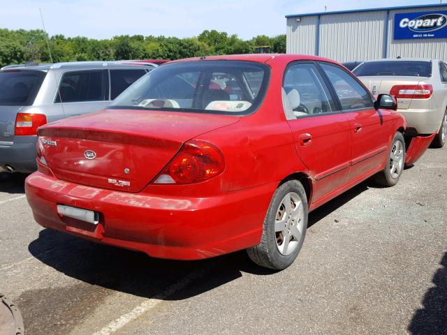 KNAFB121535263637 - 2003 KIA SPECTRA BA RED photo 4