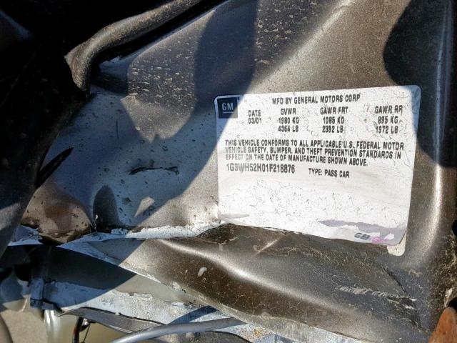 1G3WH52H01F218876 - 2001 OLDSMOBILE INTRIGUE G GRAY photo 10