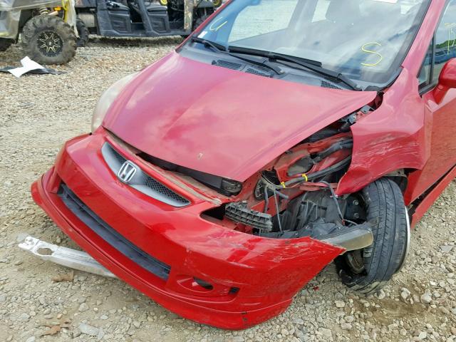 JHMGD386X7S042282 - 2007 HONDA FIT S RED photo 9