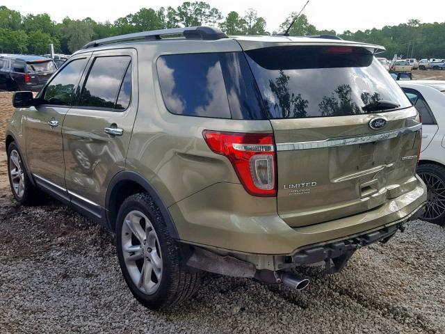 1FM5K7F80DGC11570 - 2013 FORD EXPLORER L GREEN photo 3