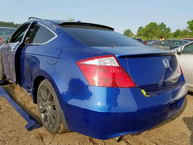 1HGCS21868A007212 - 2008 HONDA ACCORD EXL BLUE photo 3