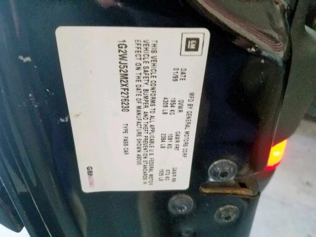 1G2WJ52M2XF276230 - 1999 PONTIAC GRAND PRIX BLACK photo 10