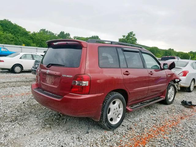 JTEDP21AX60096966 - 2006 TOYOTA HIGHLANDER RED photo 4