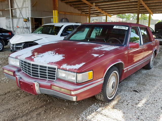 1G6CD53B2P4220189 - 1993 CADILLAC DEVILLE RED photo 2