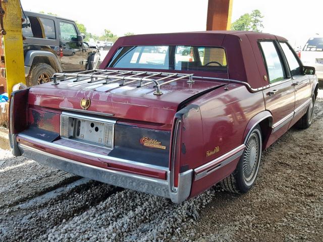 1G6CD53B2P4220189 - 1993 CADILLAC DEVILLE RED photo 4