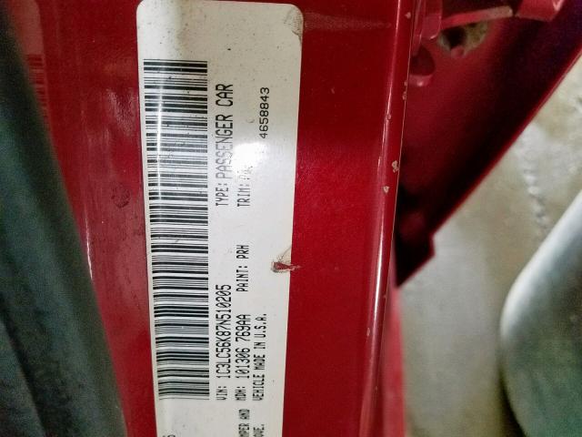 1C3LC56K87N510205 - 2007 CHRYSLER SEBRING TO RED photo 10