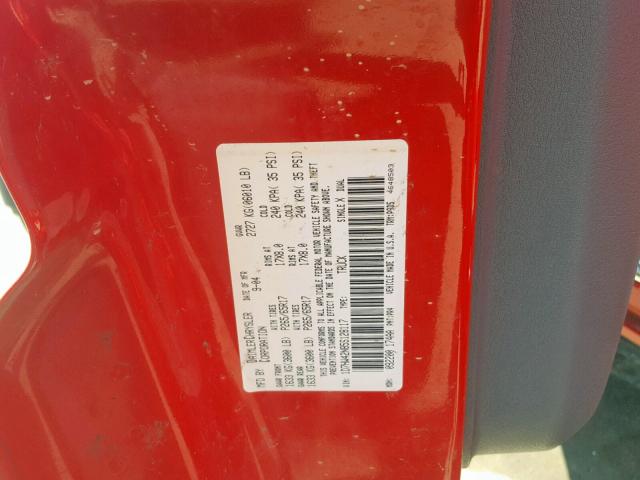 1D7HW42N85S128117 - 2005 DODGE DAKOTA SLT RED photo 10