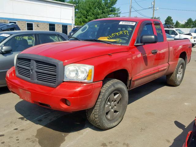 1D7HW42N85S128117 - 2005 DODGE DAKOTA SLT RED photo 2