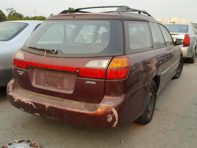 4S3BH635017304935 - 2001 SUBARU LEGACY L MAROON photo 4