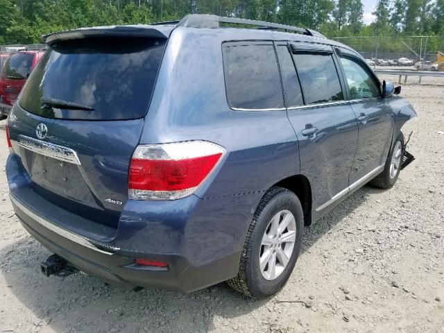 5TDBK3EH7CS156203 - 2012 TOYOTA HIGHLANDER BLUE photo 4