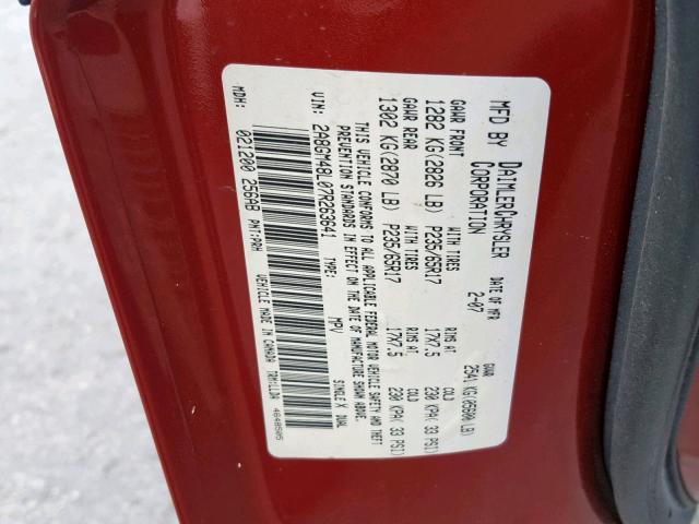 2A8GM48L07R263641 - 2007 CHRYSLER PACIFICA RED photo 10