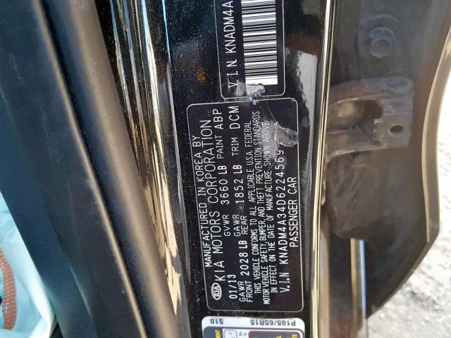 KNADM4A34D6224569 - 2013 KIA RIO LX BLACK photo 10