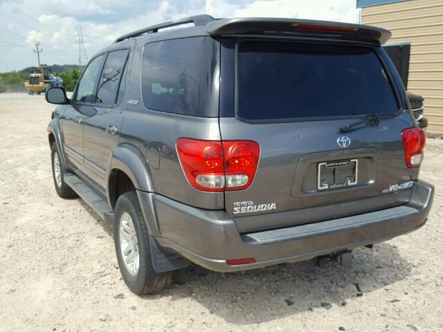 5TDBT48A76S262253 - 2006 TOYOTA SEQUOIA LI GRAY photo 3