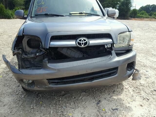 5TDBT48A76S262253 - 2006 TOYOTA SEQUOIA LI GRAY photo 9