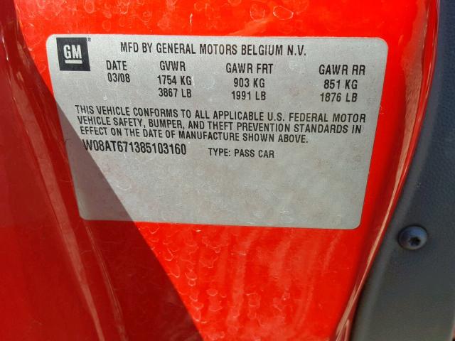 W08AT671385103160 - 2008 SATURN ASTRA XR RED photo 10