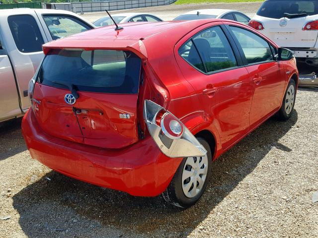 JTDKDTB37D1541259 - 2013 TOYOTA PRIUS C RED photo 4