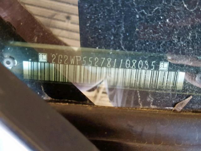 2G2WP552781108035 - 2008 PONTIAC GRAND PRIX WHITE photo 10