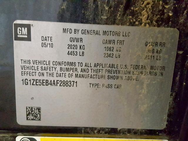 1G1ZE5EB4AF288371 - 2010 CHEVROLET MALIBU LTZ 黑色 照片 10