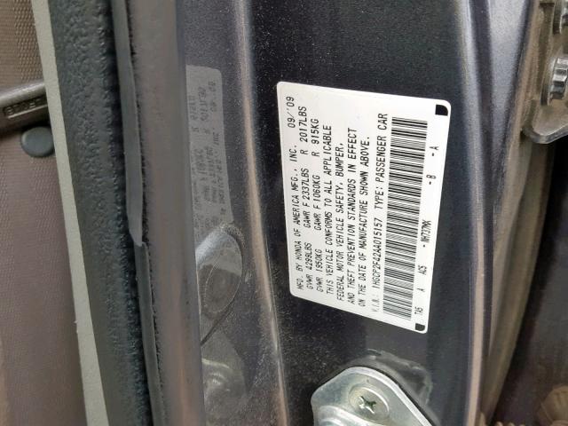 1HGCP2F42AA015157 - 2010 HONDA ACCORD LXP SILVER photo 10