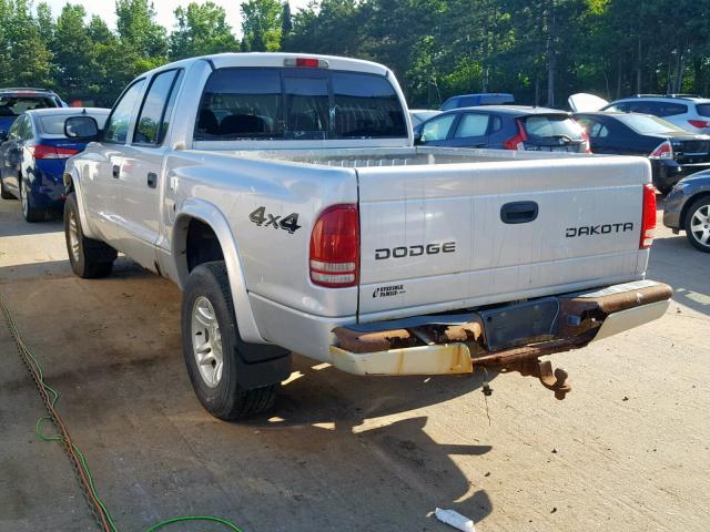 1D7HG38N94S580431 - 2004 DODGE DAKOTA QUA SILVER photo 3