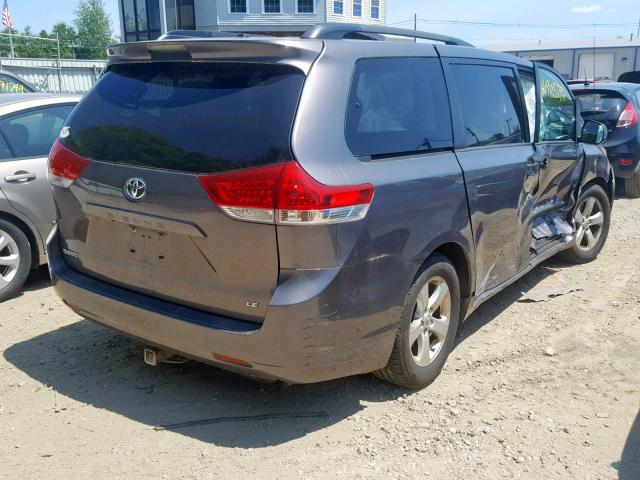 5TDKK3DC9DS285423 - 2013 TOYOTA SIENNA LE GRAY photo 4