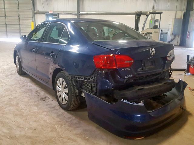 3VW2K7AJ3EM437575 - 2014 VOLKSWAGEN JETTA BASE BLUE photo 3