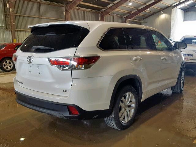 5TDZKRFHXES010994 - 2014 TOYOTA HIGHLANDER WHITE photo 4