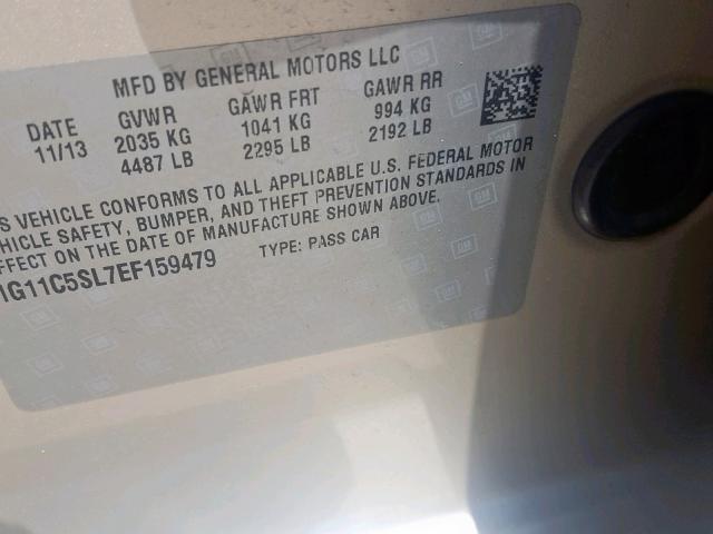 1G11C5SL7EF159479 - 2014 CHEVROLET MALIBU 1LT GOLD photo 10