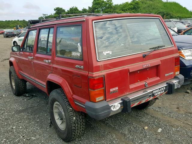 1JCMT7846HT186502 - 1987 JEEP CHEROKEE L RED photo 3