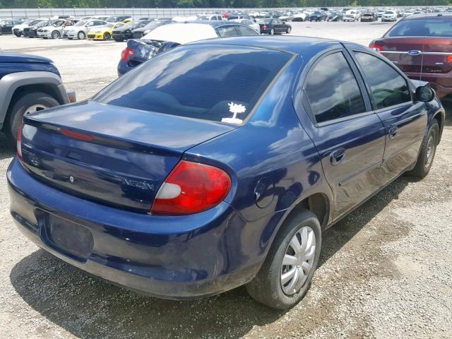 1B3ES46C71D209434 - 2001 DODGE NEON SE BLUE photo 4