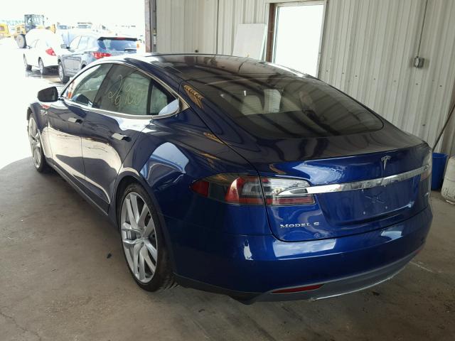 5YJSA1E27FF116358 - 2015 TESLA MODEL S BLUE photo 3