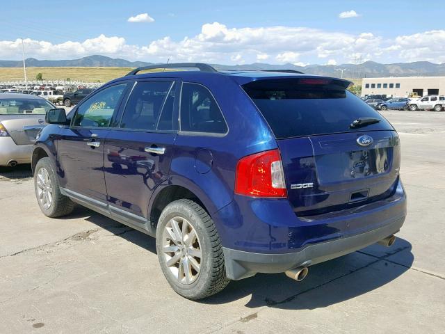 2FMDK4JC6BBA75763 - 2011 FORD EDGE SEL BLUE photo 3