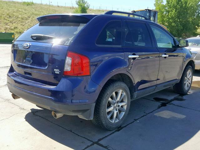 2FMDK4JC6BBA75763 - 2011 FORD EDGE SEL BLUE photo 4