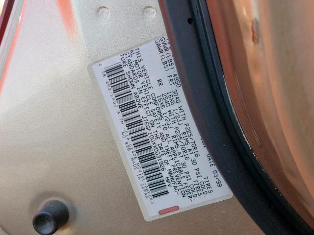 JT6GF10UXX0031926 - 1999 LEXUS RX 300 GOLD photo 10