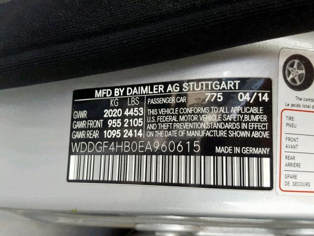 WDDGF4HB0EA960615 - 2014 MERCEDES-BENZ C 250 GRAY photo 10