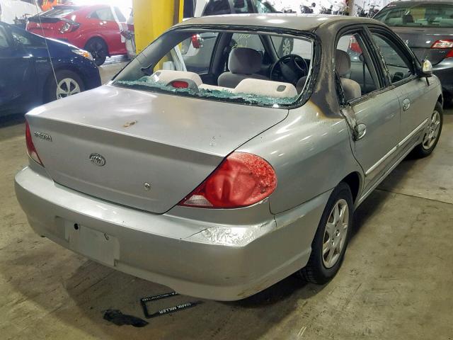 KNAFB121435286861 - 2003 KIA SPECTRA BA SILVER photo 4