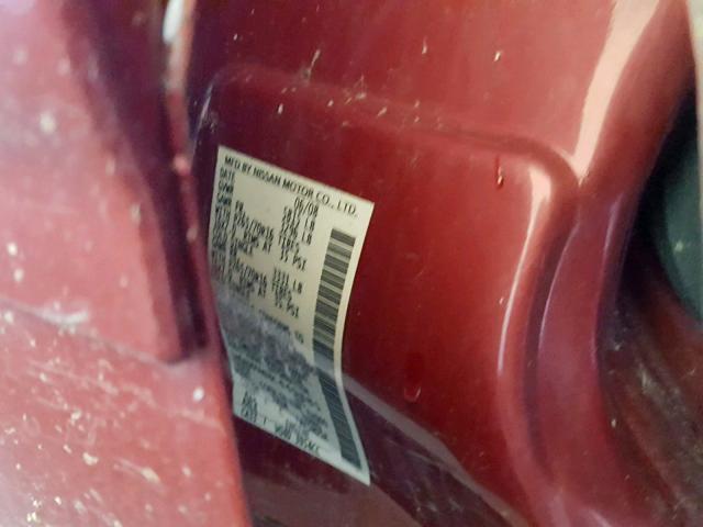 1N6AD09W88C449885 - 2008 NISSAN FRONTIER C RED photo 10