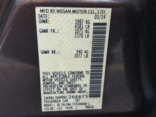 1N4BL3AP0EC266675 - 2014 NISSAN ALTIMA 3.5 BROWN photo 10