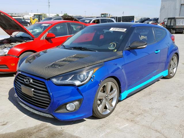 KMHTC6AE6DU130439 - 2013 HYUNDAI VELOSTER T BLUE photo 2