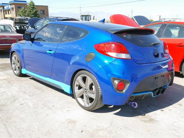 KMHTC6AE6DU130439 - 2013 HYUNDAI VELOSTER T BLUE photo 3