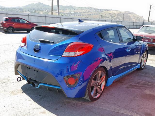 KMHTC6AE6DU130439 - 2013 HYUNDAI VELOSTER T BLUE photo 4