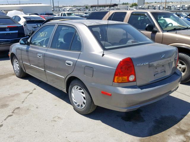 KMHCG45C63U482968 - 2003 HYUNDAI ACCENT GL GRAY photo 3