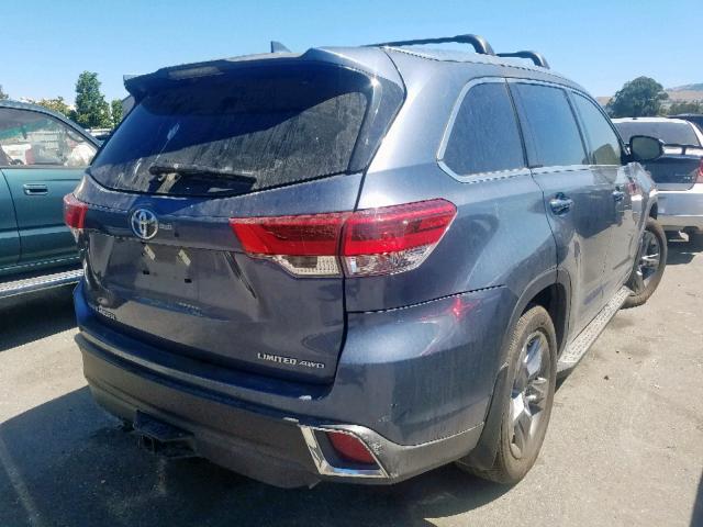 5TDDZRFH3KS928183 - 2019 TOYOTA HIGHLANDER BLUE photo 4