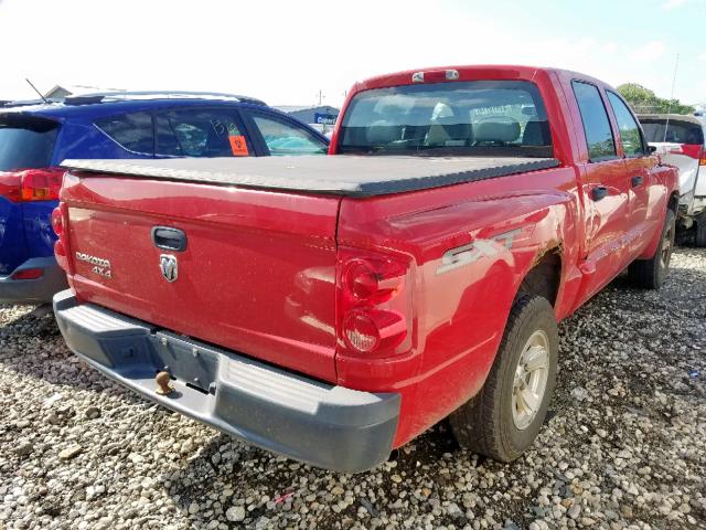 1D7HW38K48S540708 - 2008 DODGE DAKOTA SXT RED photo 4