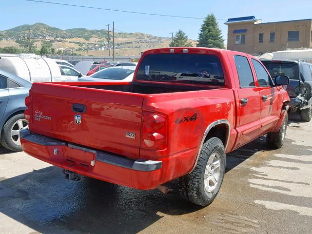 1D7HW48J96S545705 - 2006 DODGE DAKOTA QUA RED photo 4