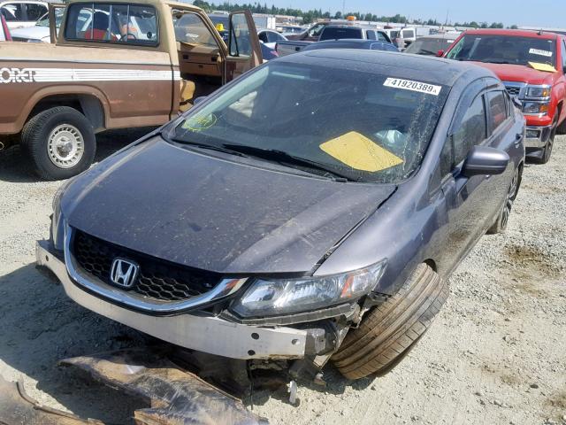 19XFB2F92FE264231 - 2015 HONDA CIVIC EXL GRAY photo 2